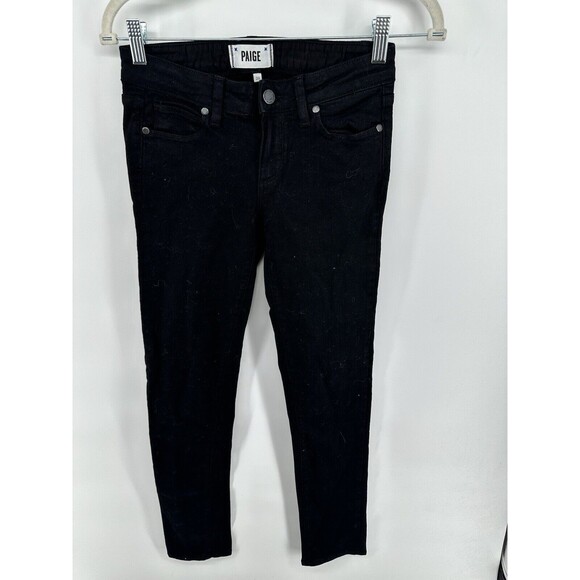Paige Jeans 25 Waist Black Denim Skyline Ankle Peg - Picture 1 of 3